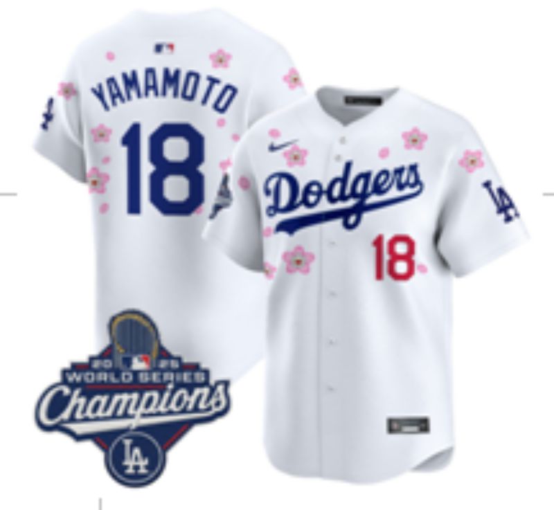 Men Nike 2026 Los Angeles Dodgers #18 Yamamoto White Sakura Edition Game MLB Jersey 072